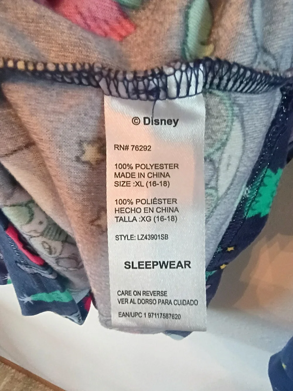 Disney Stitch Christmas Pajama Set XL 16-18 Holiday Lounge Sleepwear Cozy Eomen - Picture 4 of 11